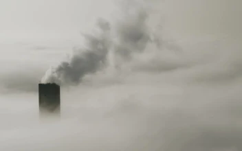 Stock Video Industrial Chimneys Above The Clouds And Environmental Pollution Animated Wallpaper
