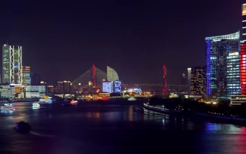 Stock Video Illuminated Ferries Traffic In Shanghai River Animated Wallpaper