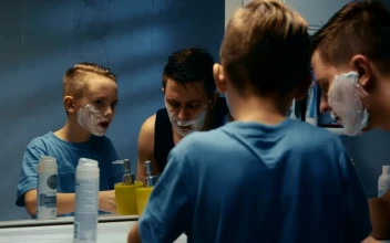 Stock Video I Father Teaching His Son How To Shave Animated Wallpaper