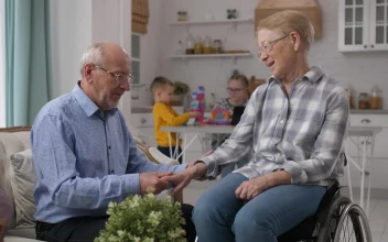 Stock Video Husband Caring For His Disabled Wife Animated Wallpaper