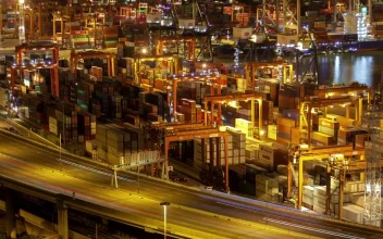 Stock Video Hong Kong Containerport At Night Animated Wallpaper