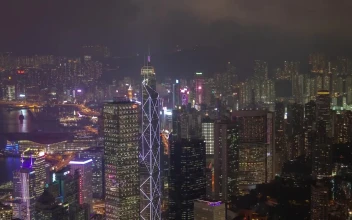 Stock Video Hong Kong City Landscape In A Cloudy Night Animated Wallpaper