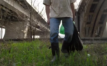 Stock Video Homeless Man With Plastic Bags Animated Wallpaper
