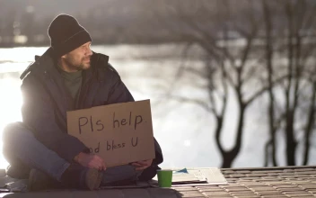 Stock Video Homeless Man Putting Away Money Animated Wallpaper