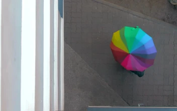 Stock Video Holding A Rainbow Umbrella Outside Animated Wallpaper