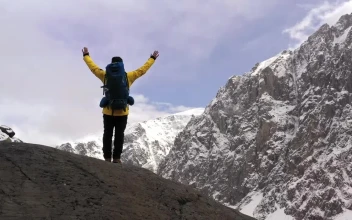 Stock Video Hiker On The Top Of A Mountain Enjoying The Freedom Animated Wallpaper