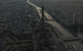 Stock Video High View Of The Eiffel Tower And The Seine River Animated Wallpaper
