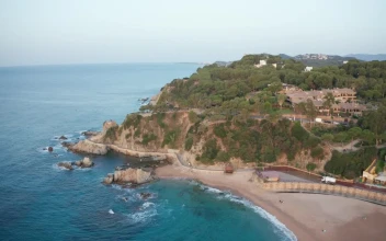 Stock Video High Above The Coast Of Lloret De Mar Animated Wallpaper