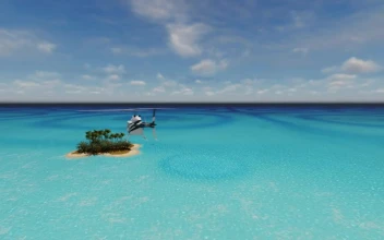 Stock Video Helicopter Arriving To A Tropical Island Animated Wallpaper