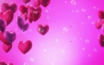 Stock Video Hearts And Bubbles On Pink Background Animated Wallpaper