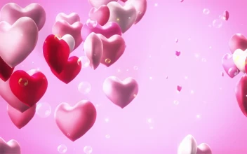 Stock Video Hearts And Bubbles Floating On Pink Background Animated Wallpaper