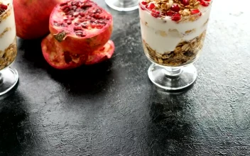 Stock Video Healthy Foods Diet Yogurt And Muesli With Pomegranates Animated Wallpaper