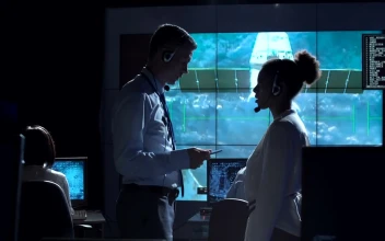 Stock Video Having A Conversation In Space Control Center Animated Wallpaper