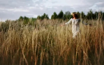 Stock Video Happy Woman In Hat Runs Through Tall Grass Animated Wallpaper