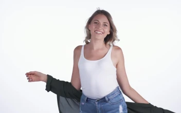 Stock Video Happy Woman Dancing On A White Background Animated Wallpaper