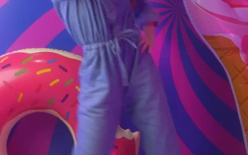 Stock Video Happy Woman Dancing Happily In A Colorful Spot Animated Wallpaper