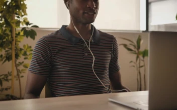 Stock Video Happy Man Chatting On A Video Call Animated Wallpaper