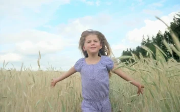 Stock Video Happy Little Girl Running Through Field Animated Wallpaper