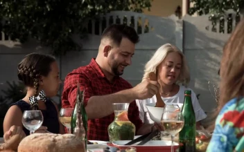 Stock Video Happy Family Eating In The Garden Animated Wallpaper
