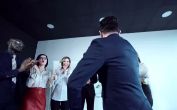 Stock Video Happy Business Team Cheering And Clapping Animated Wallpaper