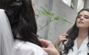 Stock Video Happy Bride Looks In The Mirror Animated Wallpaper
