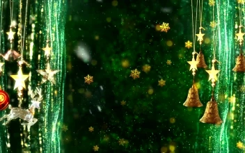 Stock Video Hanging Christmas Ornaments With Gold Snowflakes Animated Wallpaper