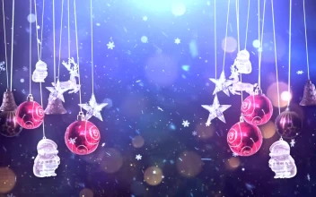 Stock Video Hanging Christmas Balls And Ornaments While Snowing Animated Wallpaper
