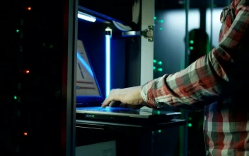 Stock Video Hands Working With Laptop In Datacenter Animated Wallpaper