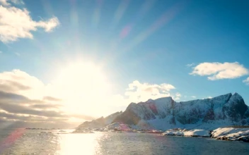 Stock Video Landscape Of The Sea And Snowy Mountains Animated Wallpaper