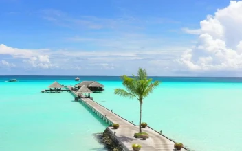 Stock Video Landscape Of A Pier In Clear Waters Of The Sea Animated Wallpaper