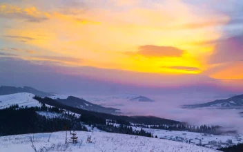 Stock Video Landscape From The Top Of A Snowy Mountain Range Animated Wallpaper