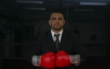 Stock Video Man In A Suit Wearing Red Boxing Gloves Animated Wallpaper