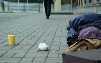 Stock Video Man Giving Coins To Homeless Person Animated Wallpaper