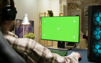 Stock Video Man Gaming At Home With Green Screen Monitor Animated Wallpaper