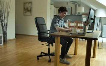 Stock Video Man Finishing Work In The Computer Animated Wallpaper