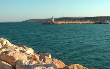 Stock Video Man Exploring A Rocky Hill By The Sea Animated Wallpaper