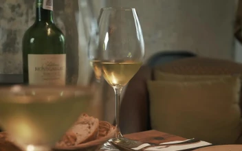 Stock Video Man Drinking Wine From A Glass During A Romantic Dinner Animated Wallpaper