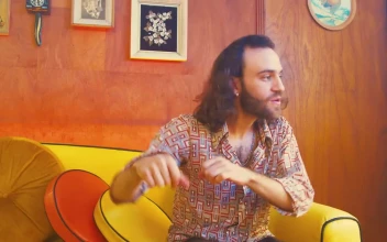 Stock Video Man Dancing On A Sofa With Old Fashioned Style Animated Wallpaper