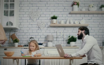 Stock Video Man Brings Bag Of Food To The Table At Home Animated Wallpaper