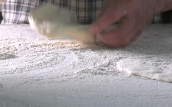 Stock Video Making Pizza Dough Close Up Animated Wallpaper