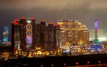 Stock Video Macau Casinos Flashing At Night Animated Wallpaper