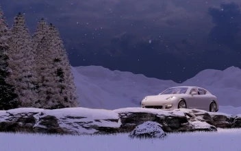 Stock Video Luxury Sports Car In Winter Nature Animated Wallpaper