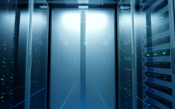 Stock Video Long Server Rack Hallway Animated Wallpaper