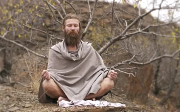 Stock Video Long Beard Man Meditating In The Forest Animated Wallpaper