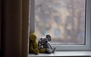 Stock Video Little Toys In The Window In Winter Animated Wallpaper