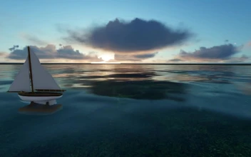 Stock Video Little Toy Sailboat Sailing In The Sea In D Animated Wallpaper