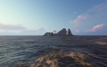 Stock Video Little Rocky Island In The Sea Animated Wallpaper