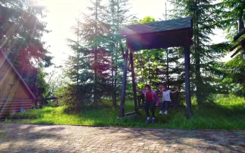 Stock Video Little Girls On A Swing In The Country House Animated Wallpaper