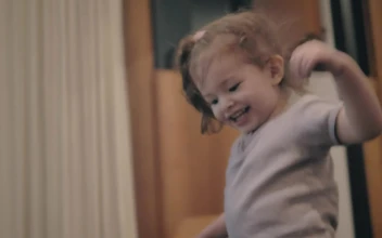 Stock Video Little Girl Plays Happily Animated Wallpaper