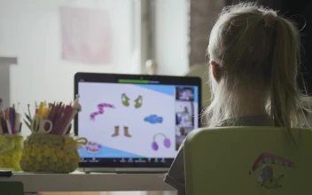 Stock Video Little Girl Learning At Home Animated Wallpaper